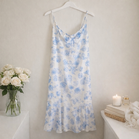 Dresses & Skirts - Blue Rose Cotton Blend Slip Dress Y2K Coquette Midi